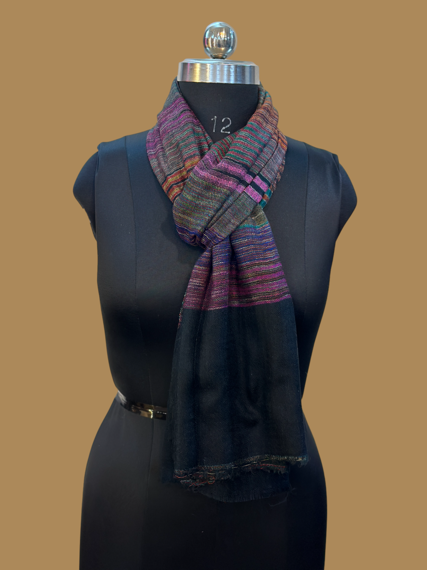 Posh Black Elegant Striped Wrap