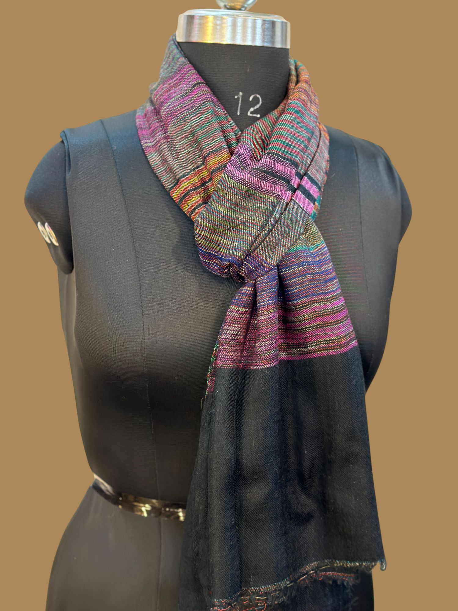 Posh Black Elegant Striped Wrap