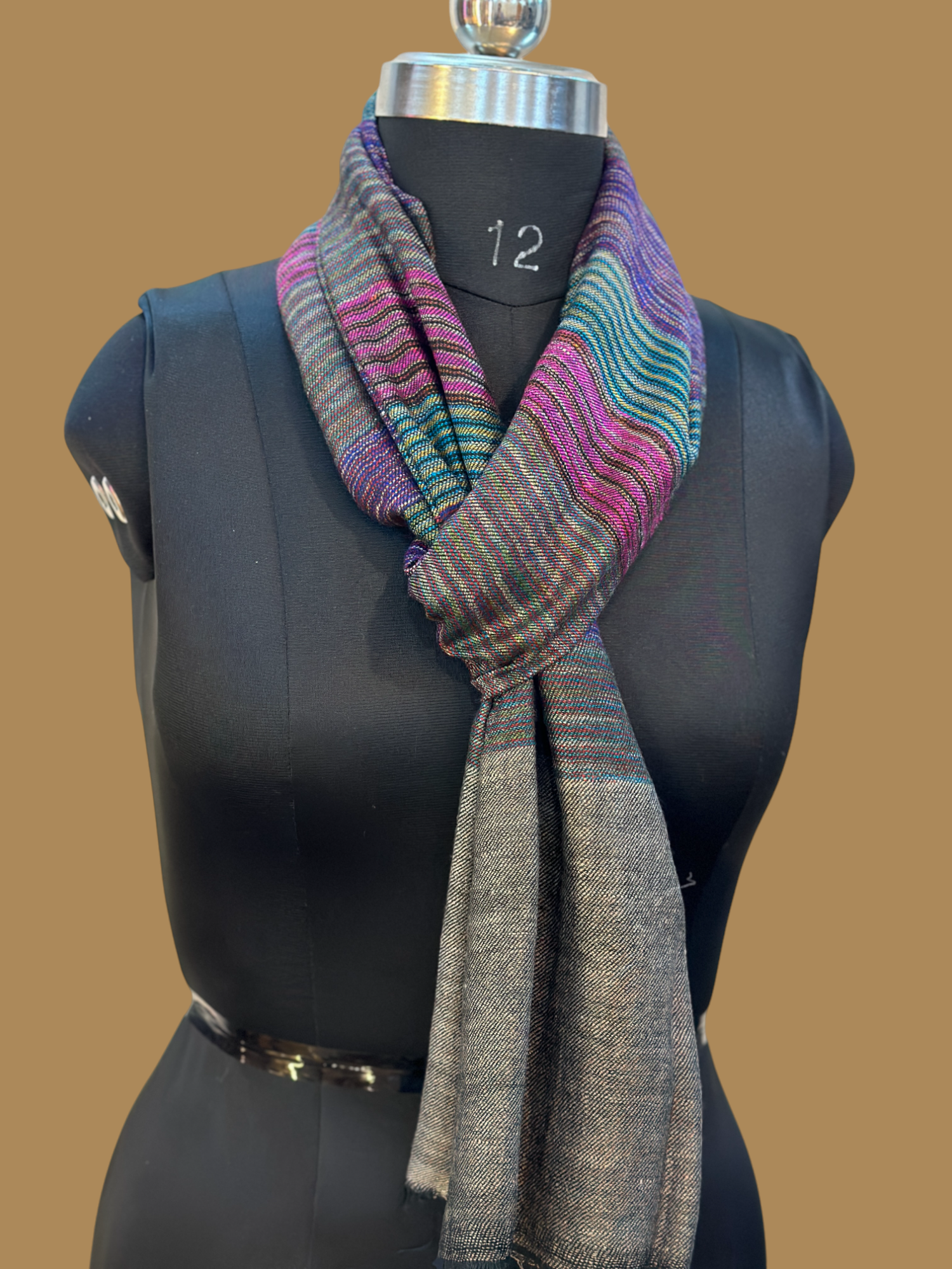 Grey Multi-Striped Wrap