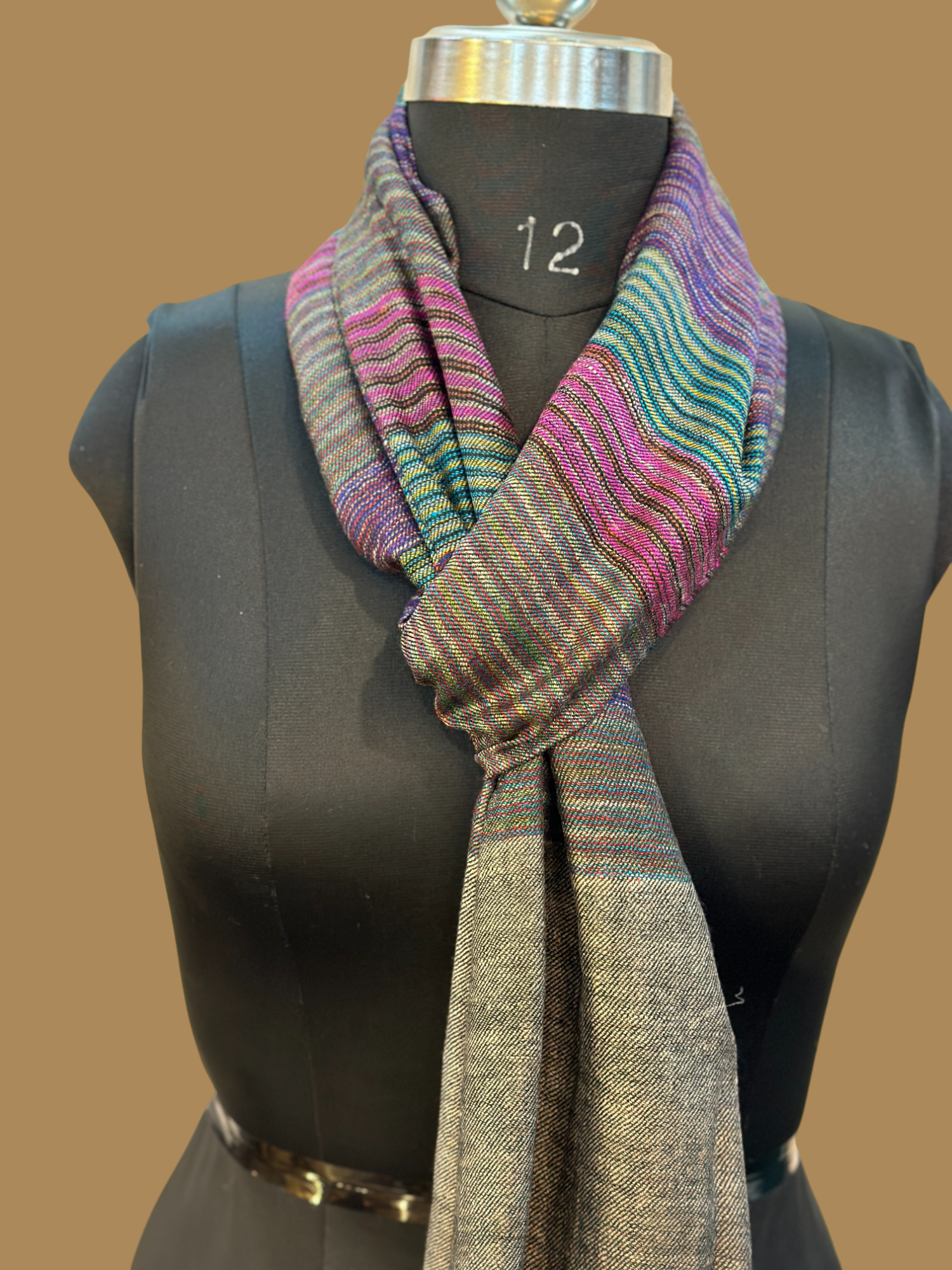 Grey Multi-Striped Wrap