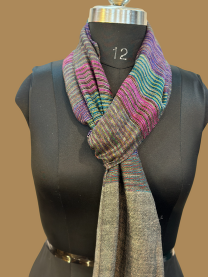 Grey Multi-Striped Wrap