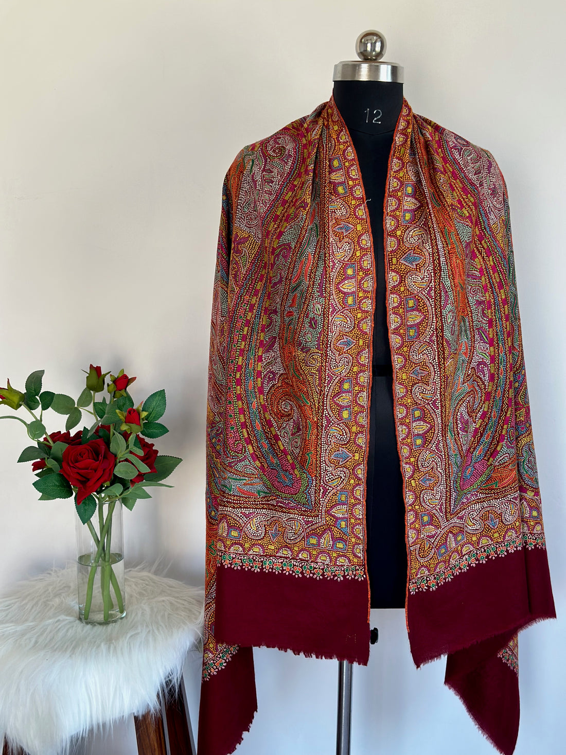 Rich Redwood Drapery Pashmina Shawl