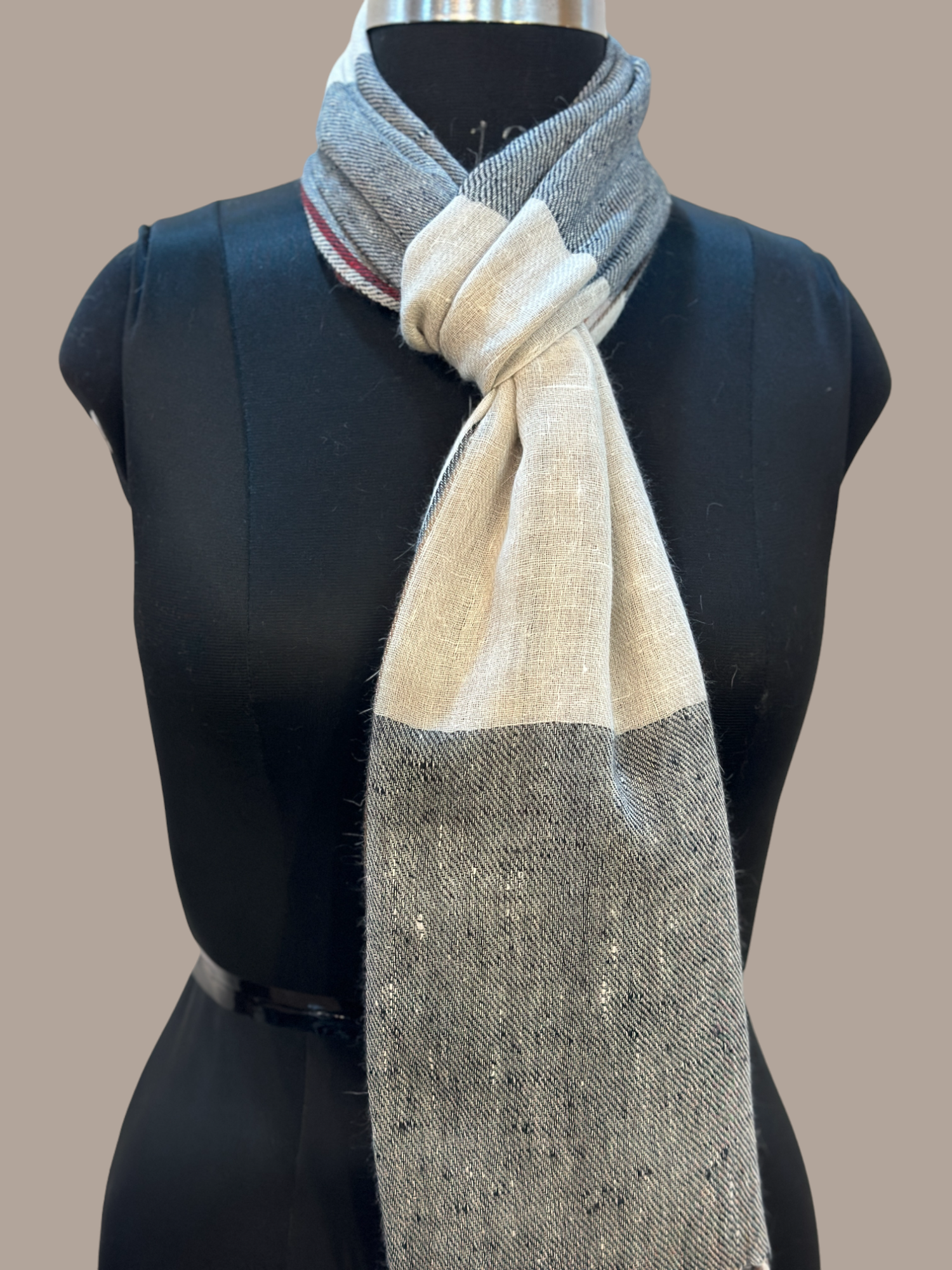 Misty Grey and Snow White Scarf