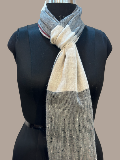 Misty Grey and Snow White Scarf