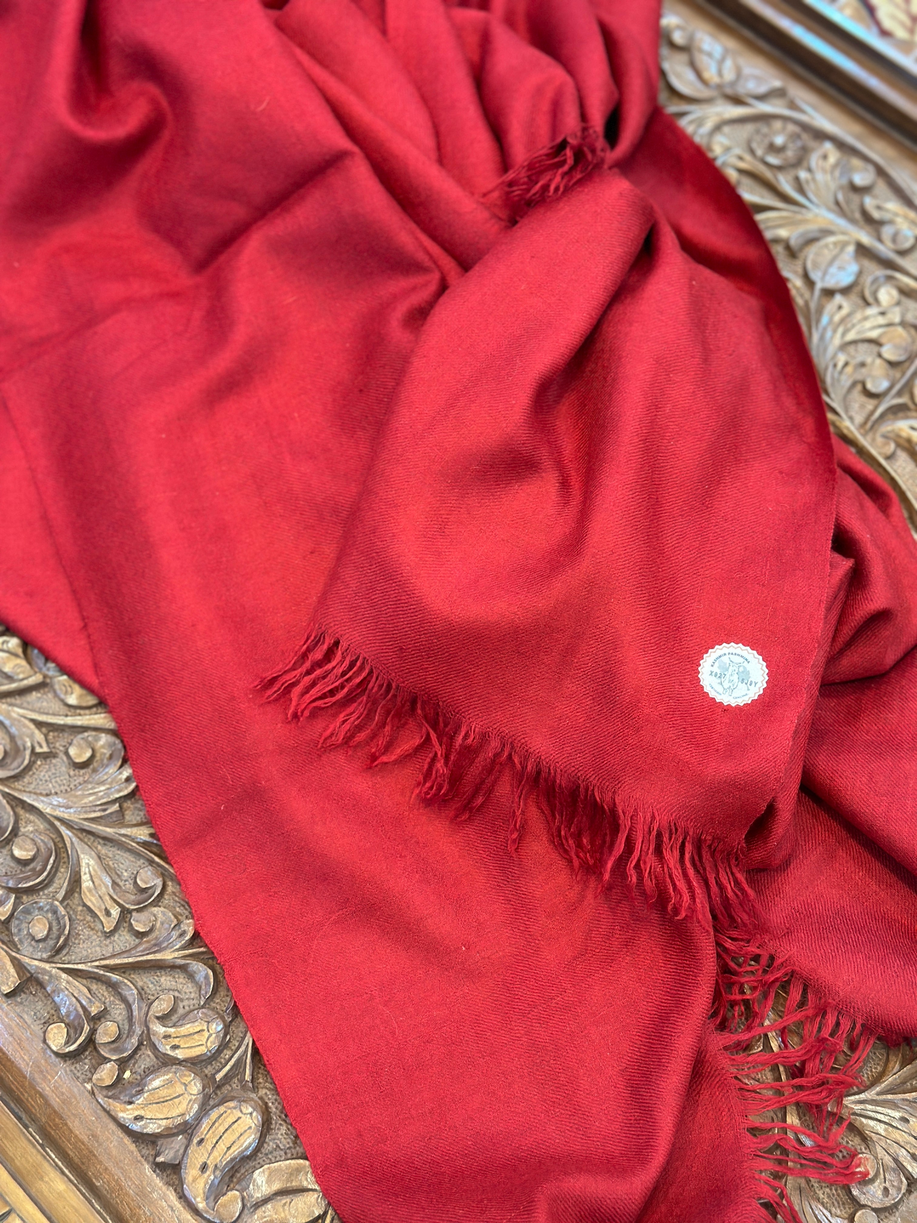 Maroon GI Pure Cashmere Shawl