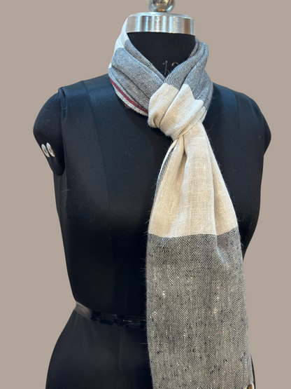 Misty Grey and Snow White Scarf