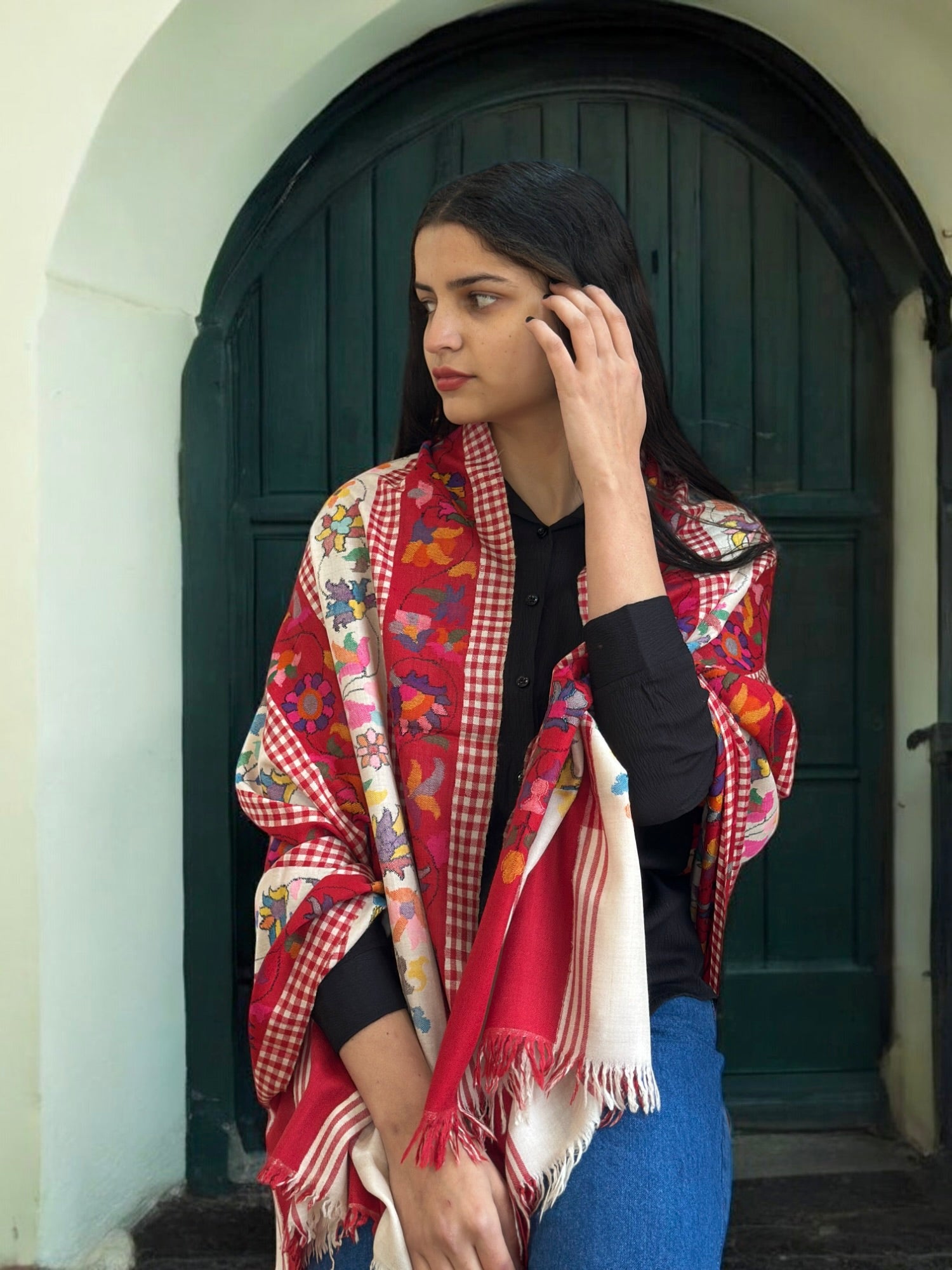 Khatrast Crimson Kani Pashmina Shawl