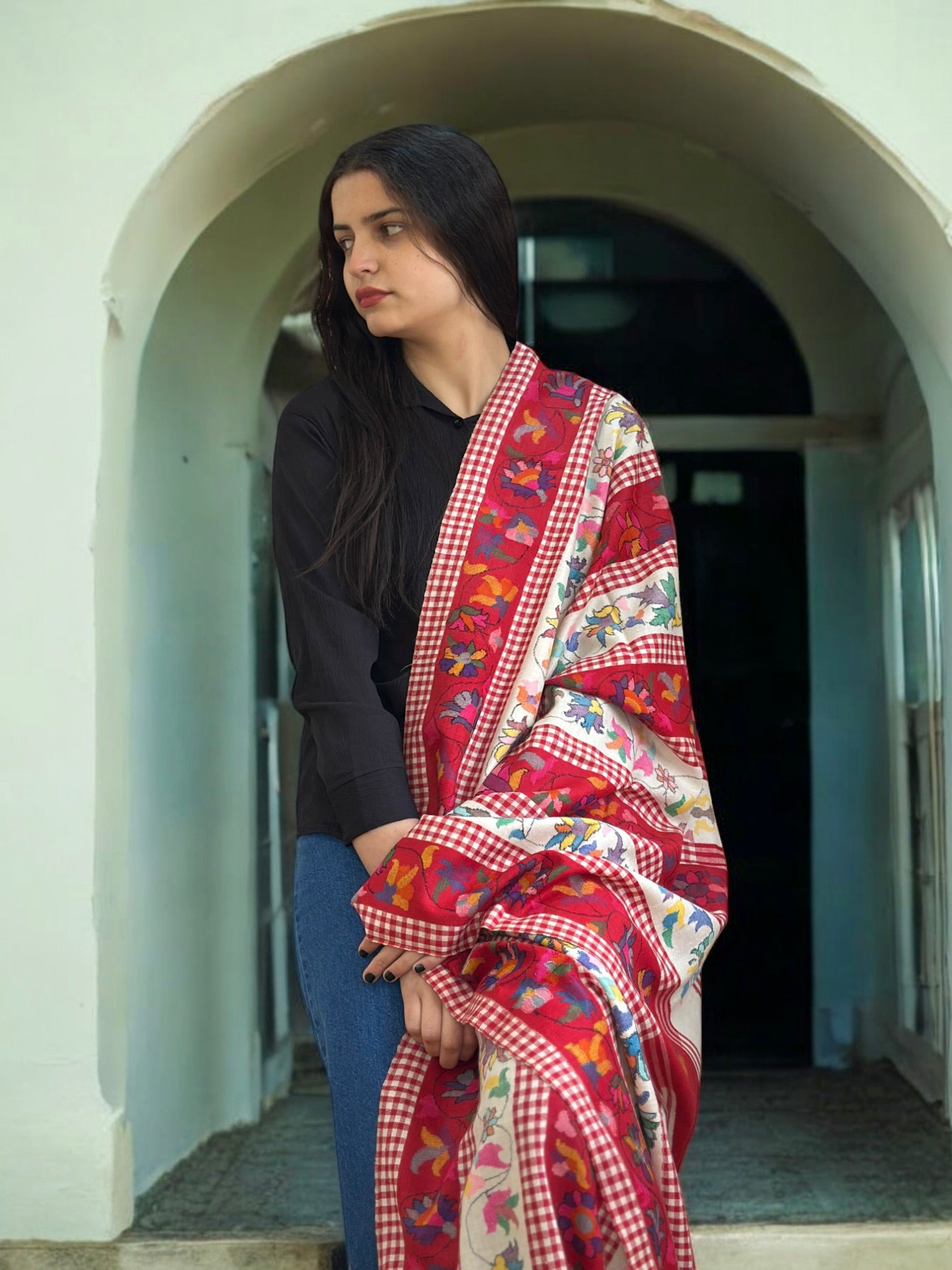 Khatrast Crimson Kani Pashmina Shawl