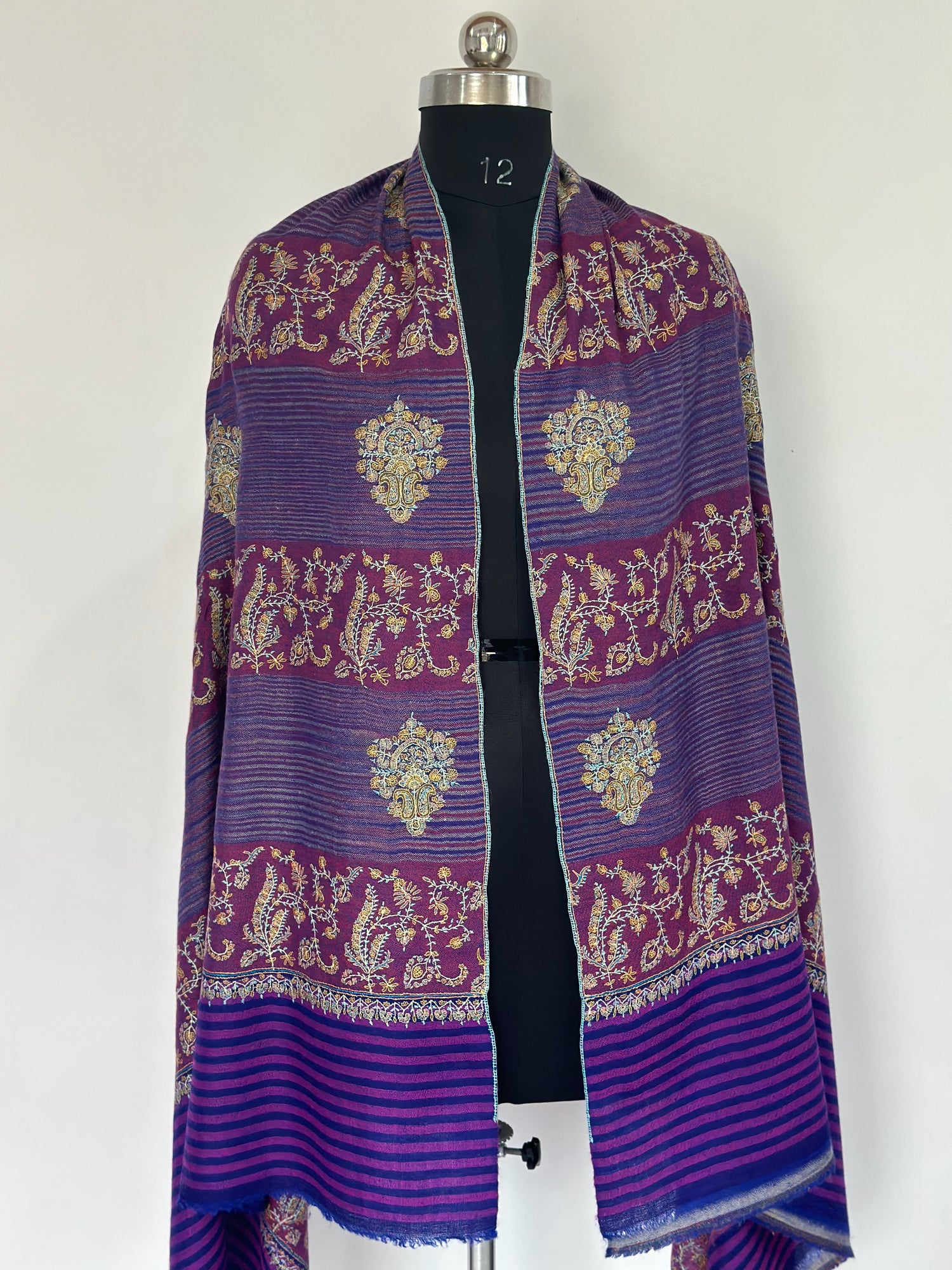 Violet Stripe GI Pashmina Shawl