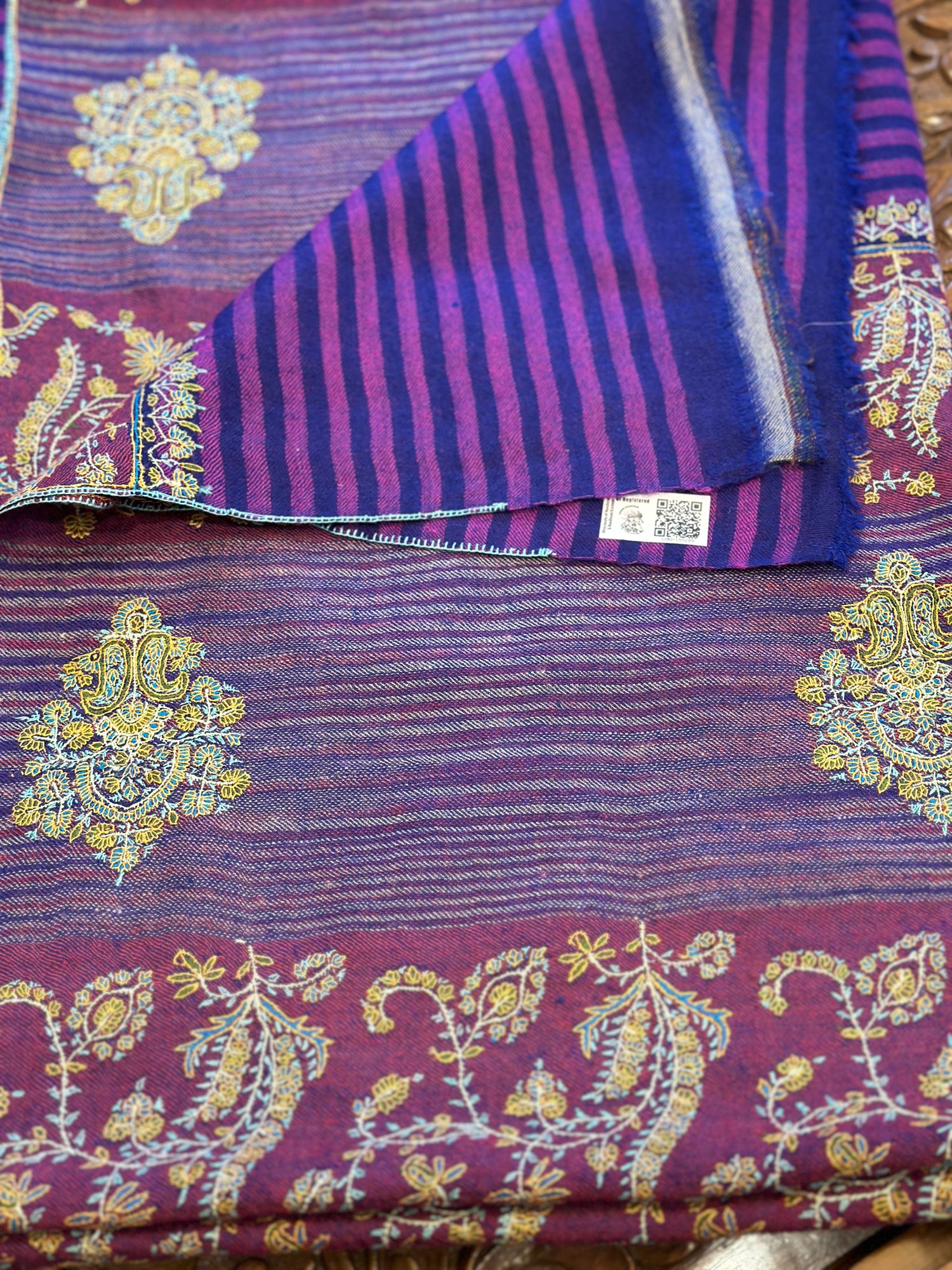 Violet Stripe GI Pashmina Shawl