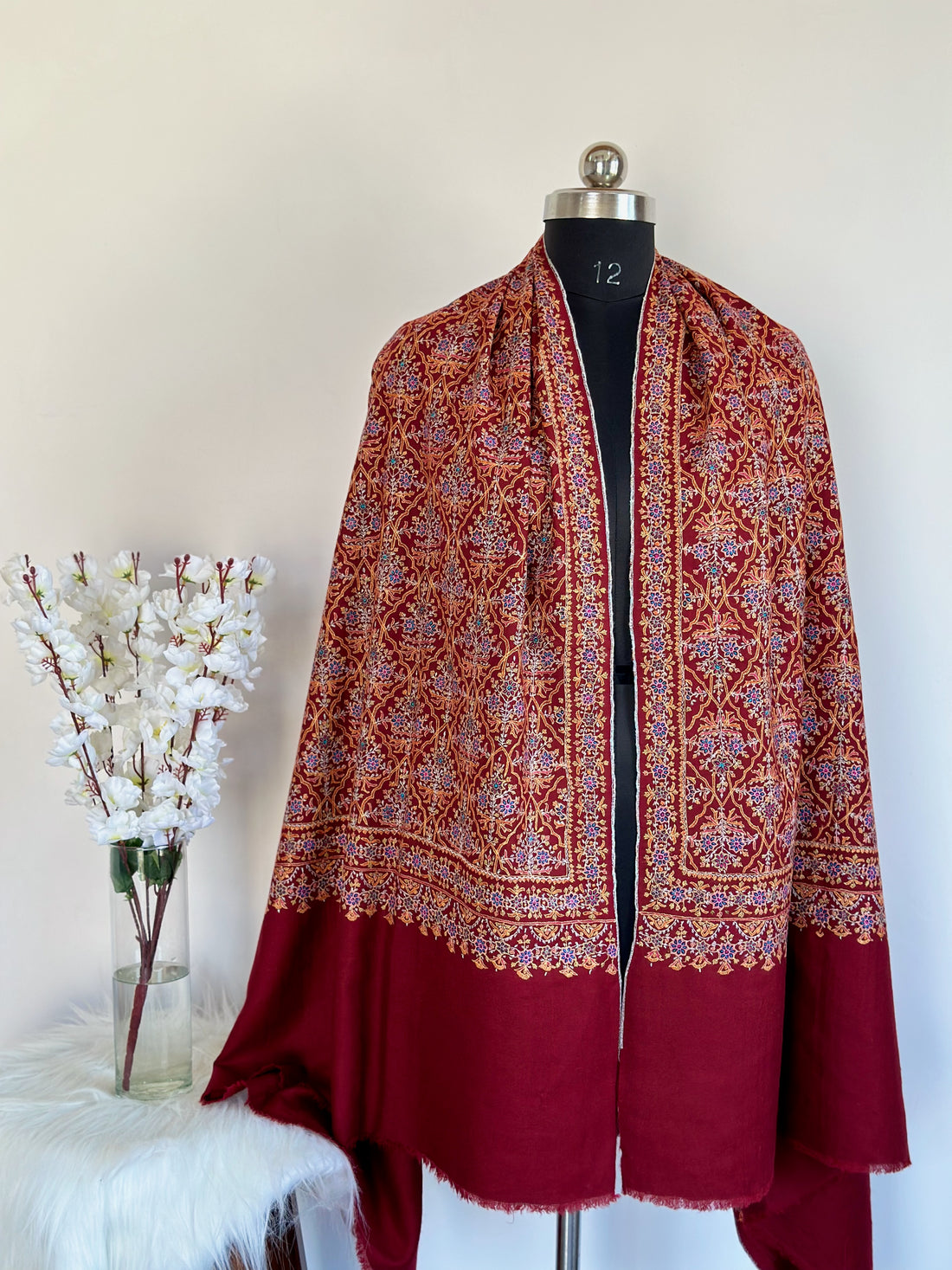 Crimson Velvet GI Pashmina Shawl