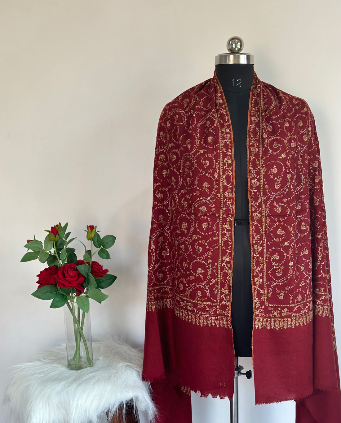 Maroon Jaalidar GI Pashmina Shawl