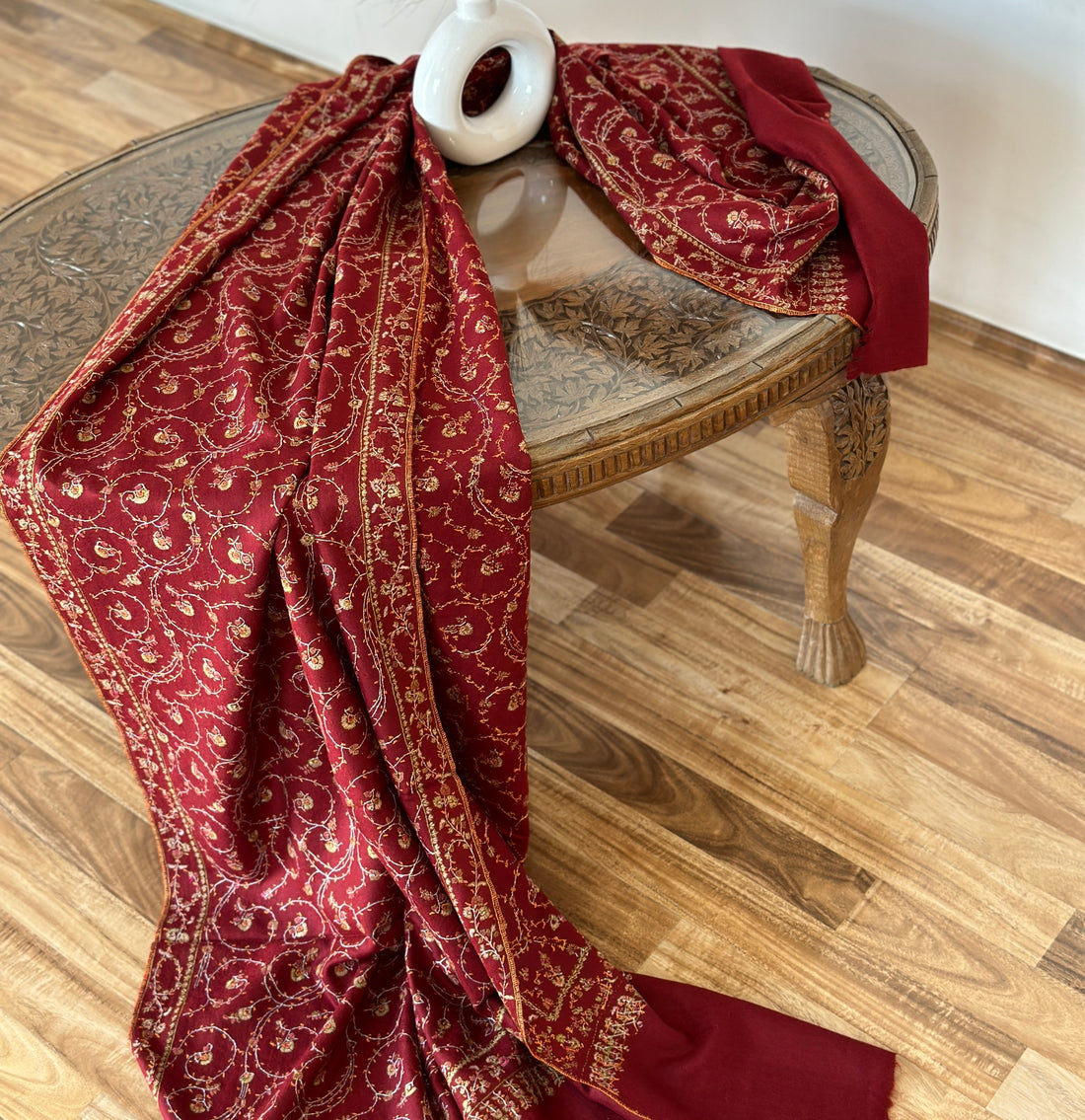 Maroon Jaalidar GI Pashmina Shawl