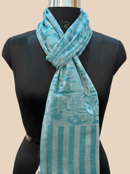 Pastel Blue Patterned Stole