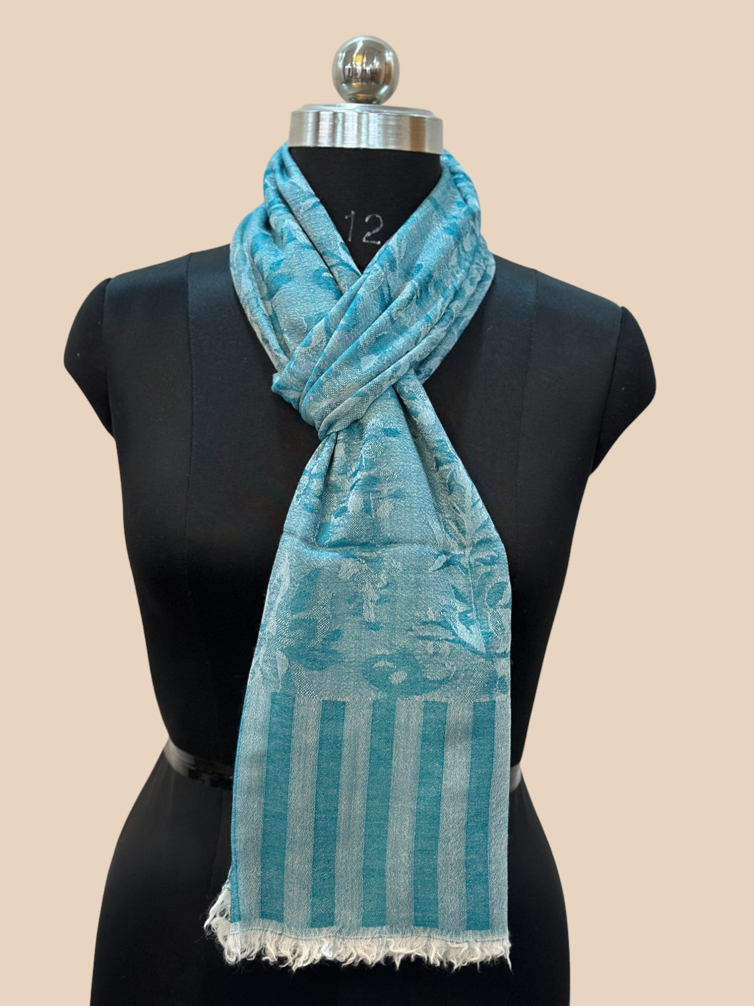 Pastel Blue Patterned Stole