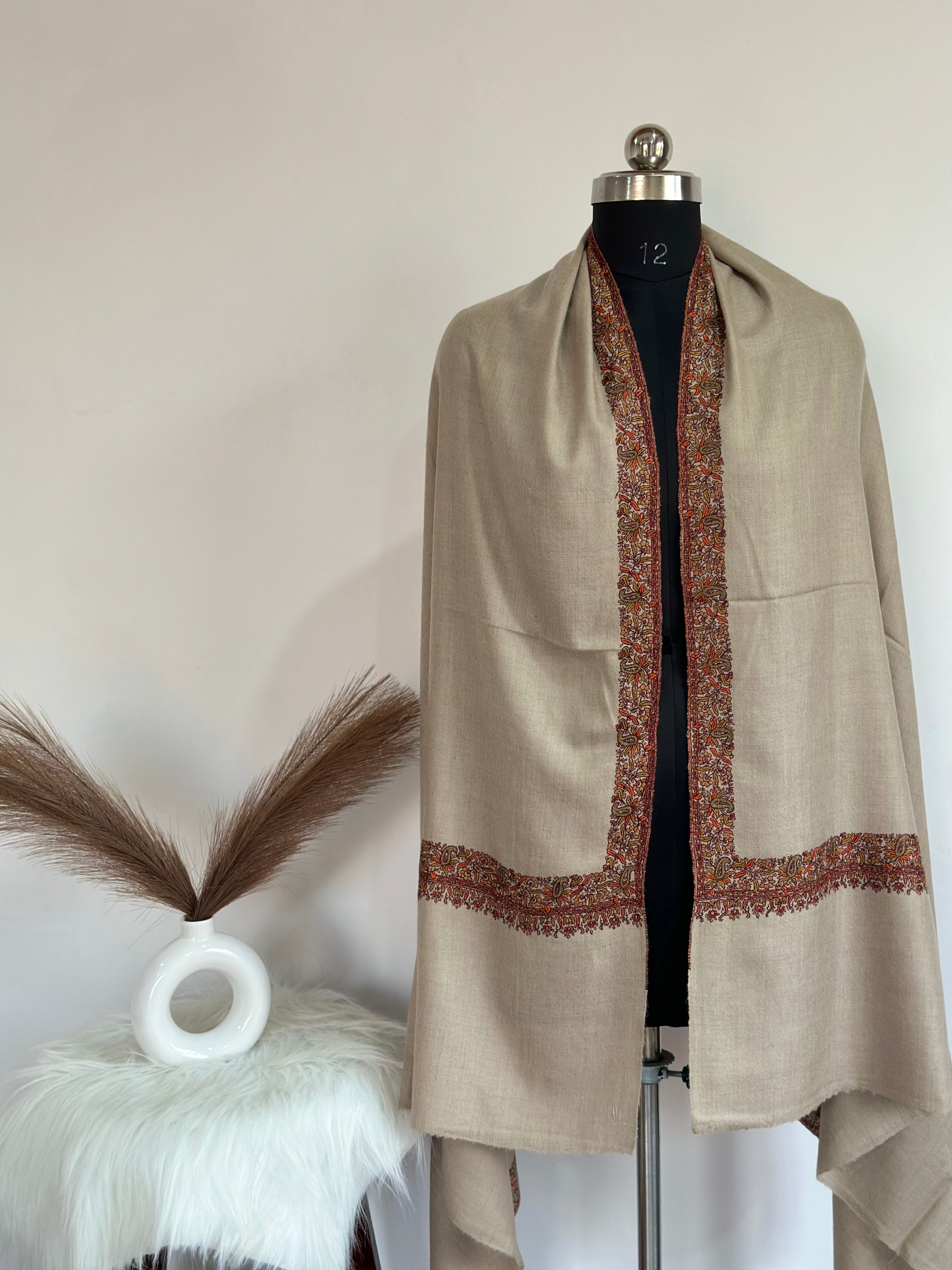 Mocha Silk Wrap GI Pashmina Shawl