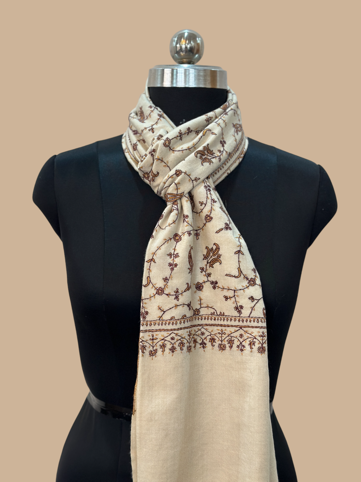 Ivory Jaldar-Embellished Cashmere Stole