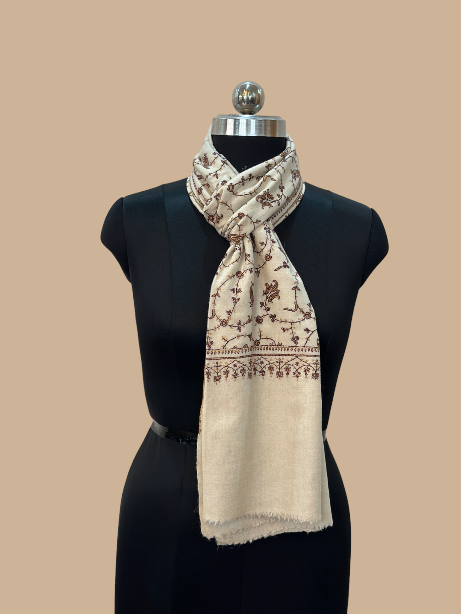 Ivory Jaldar-Embellished Cashmere Stole