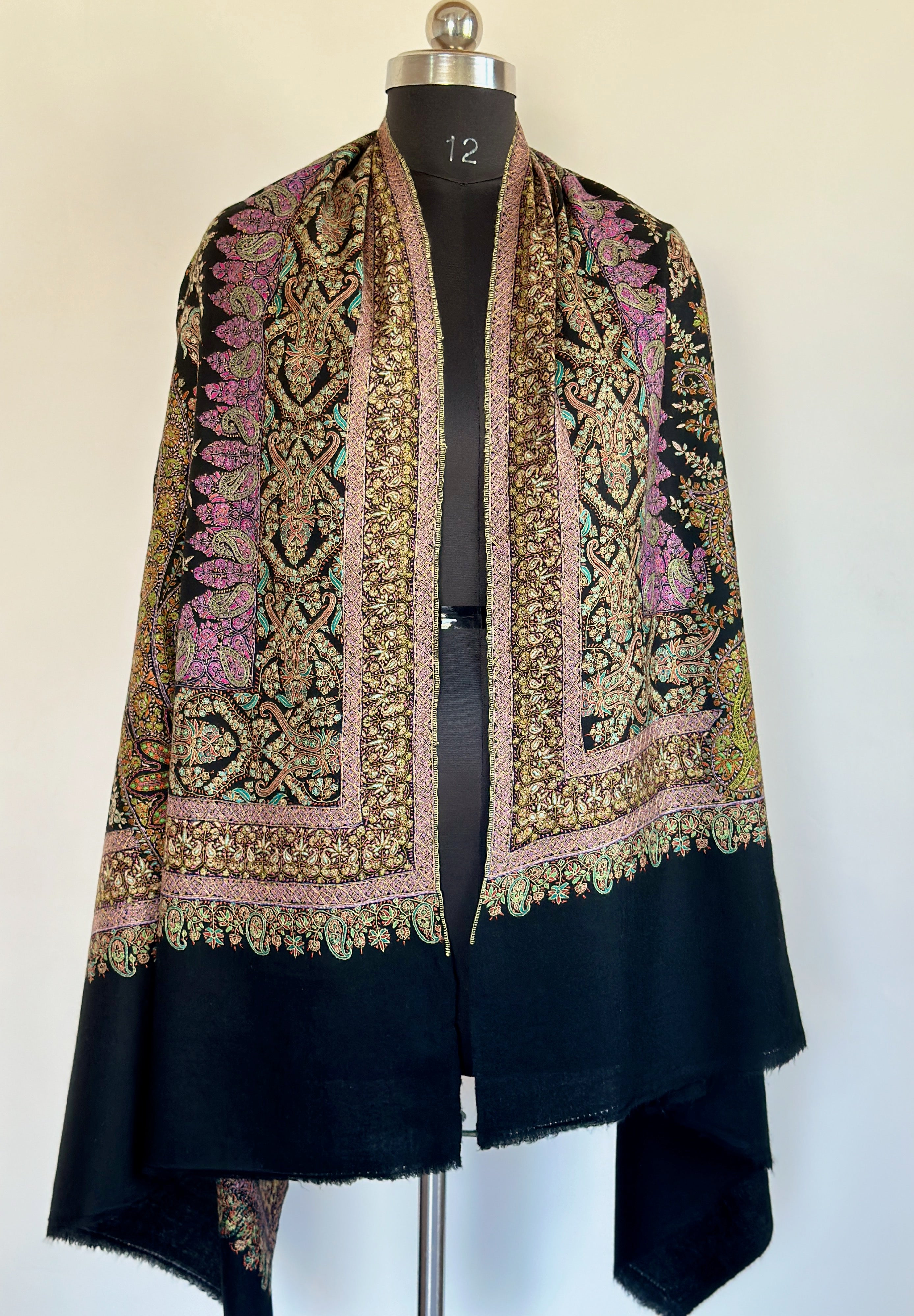 Black Rose Jamawar Pashmina GI Shawl