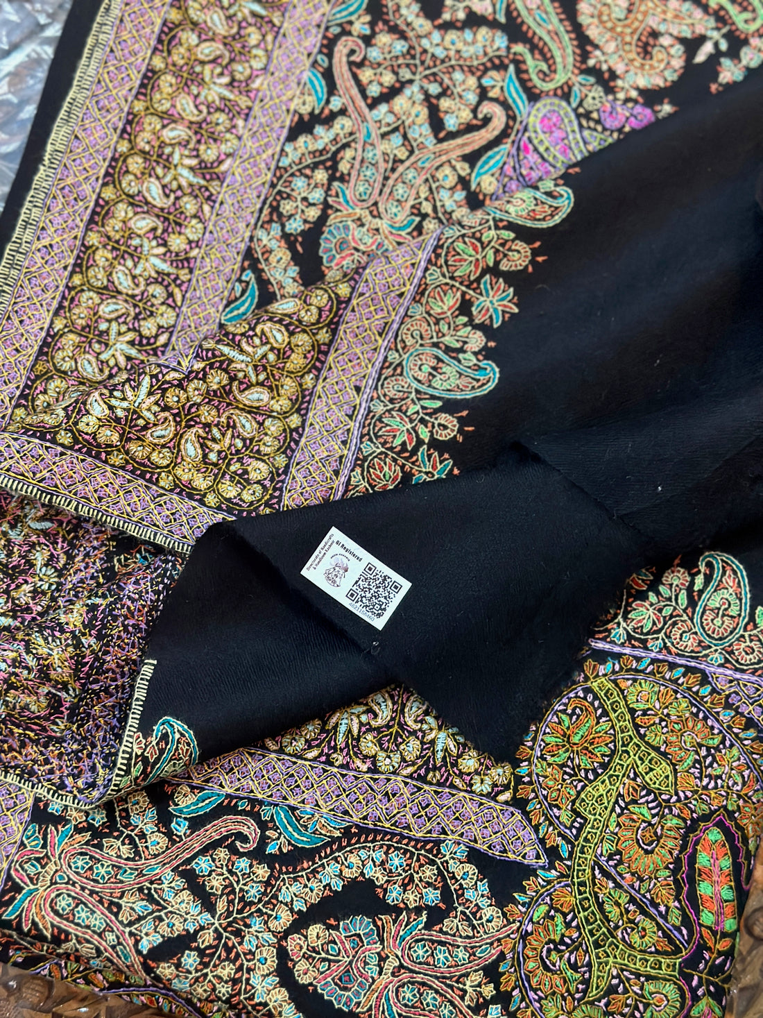 Black Rose Jamawar Pashmina GI Shawl