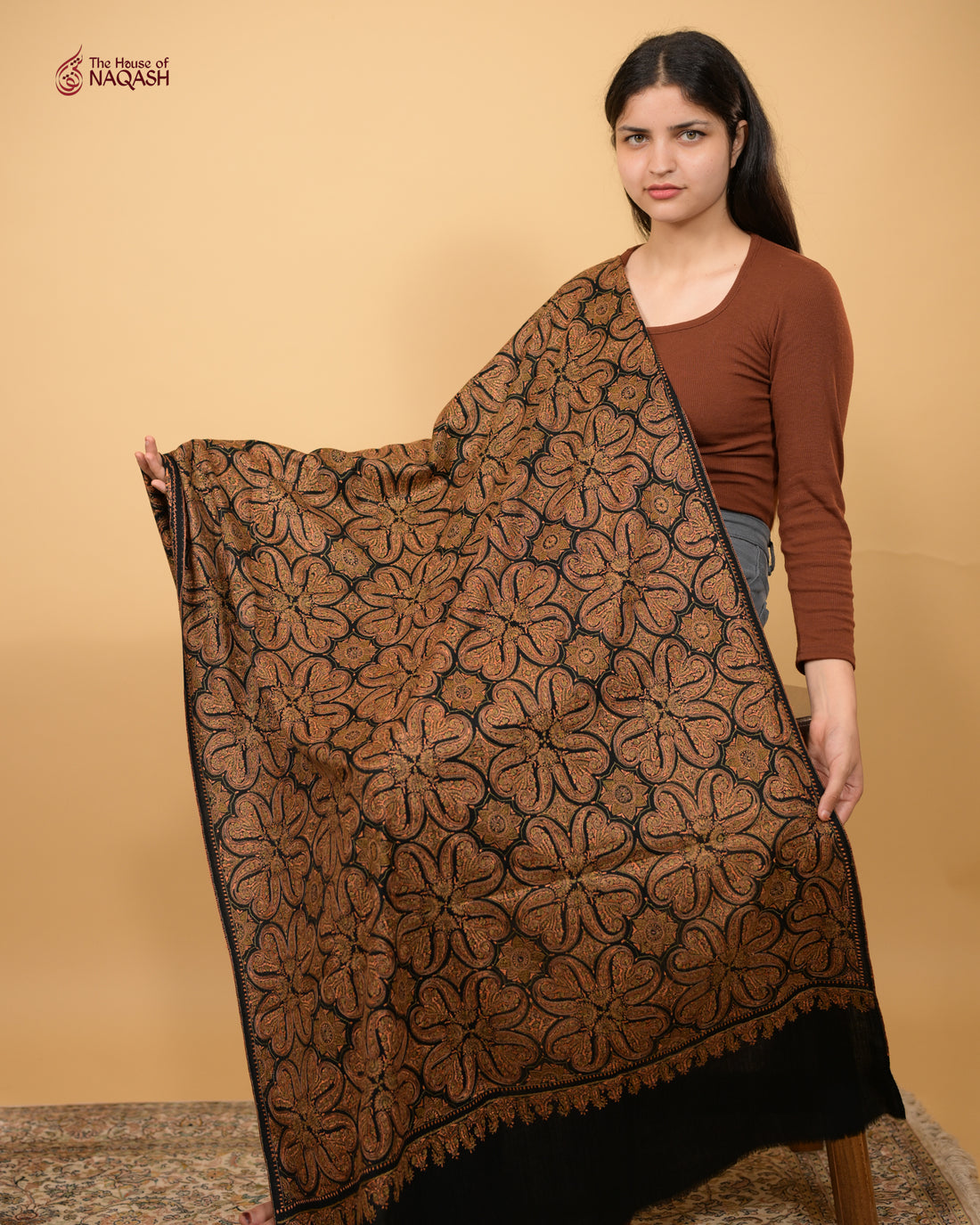 Obsidian Veil Jamawar Woolen Shawl