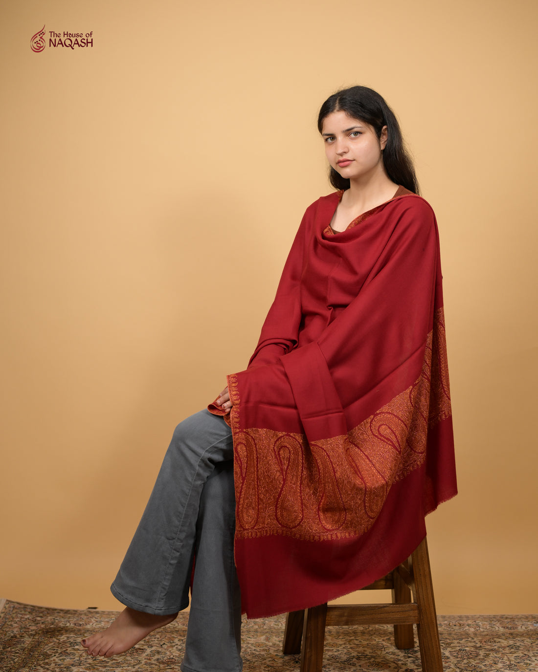 Maroon Majesty Woolen Shawl