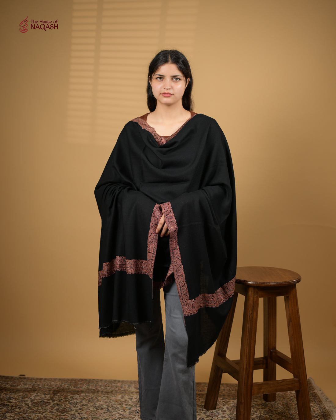 Obsidian Cascade Woolen Shawl