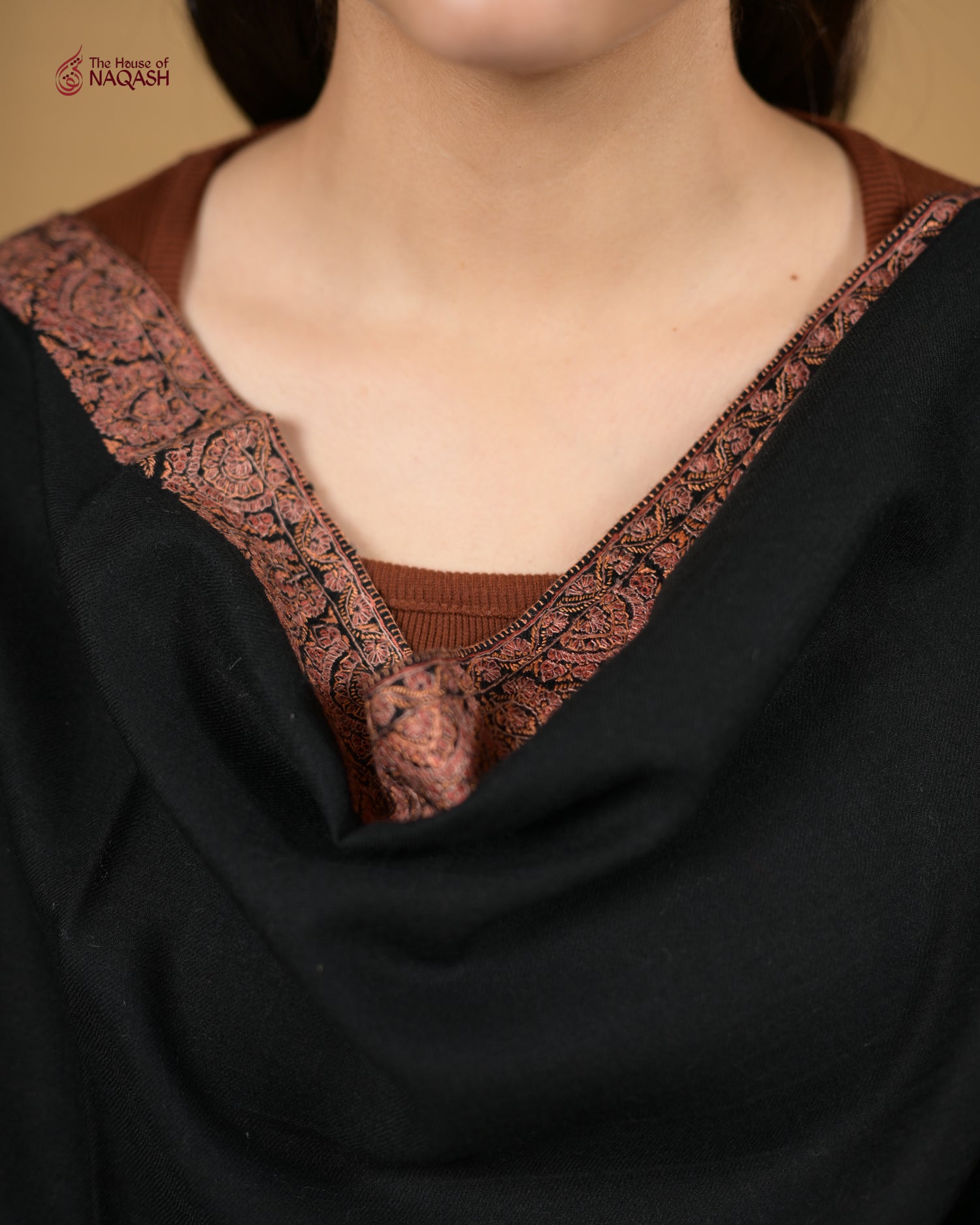 Obsidian Cascade Woolen Shawl