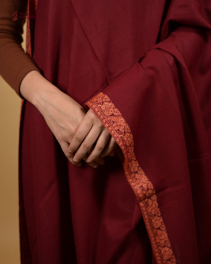 Molten Garnet Woolen Shawl