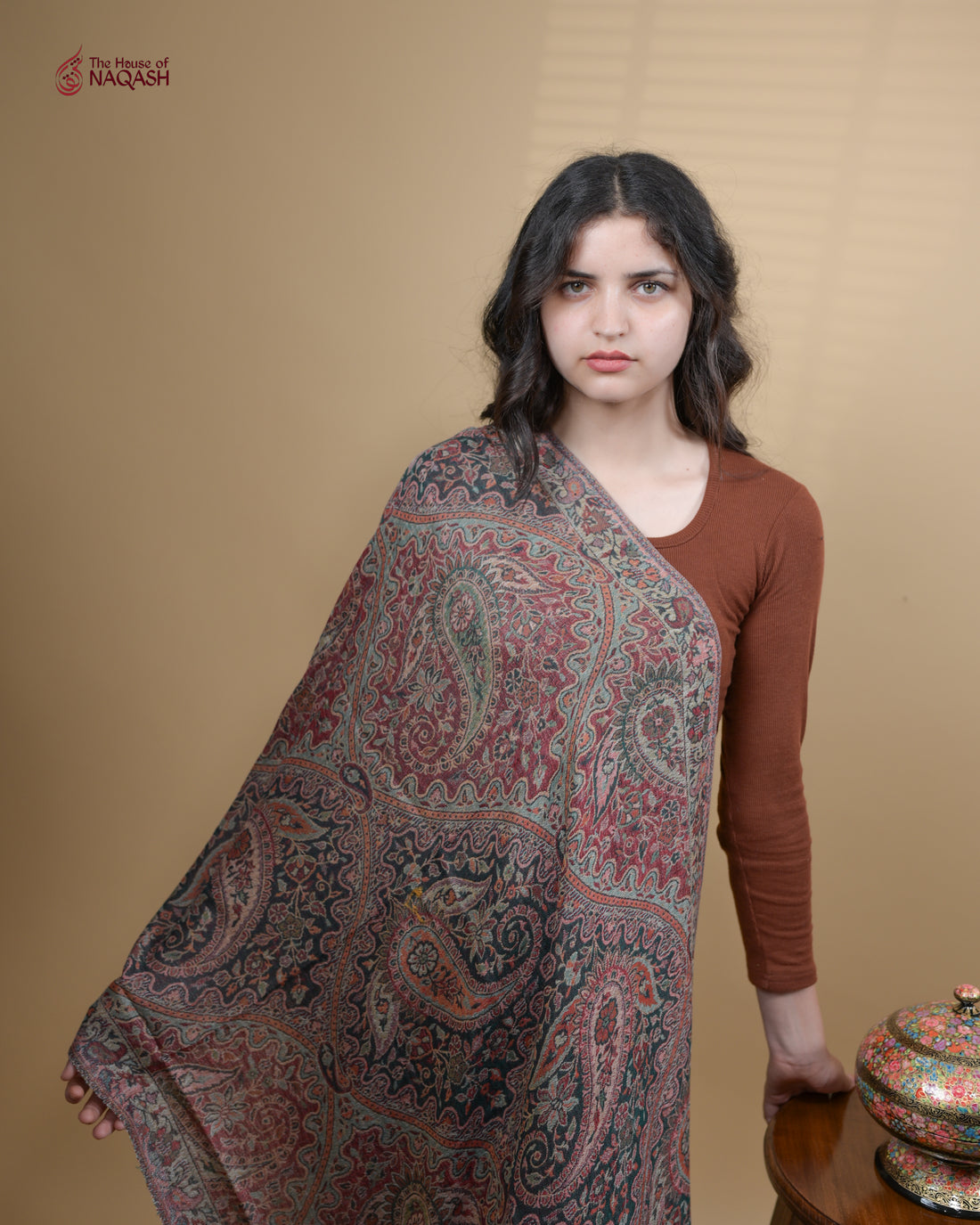 Crimson Weave Jamawar Stole