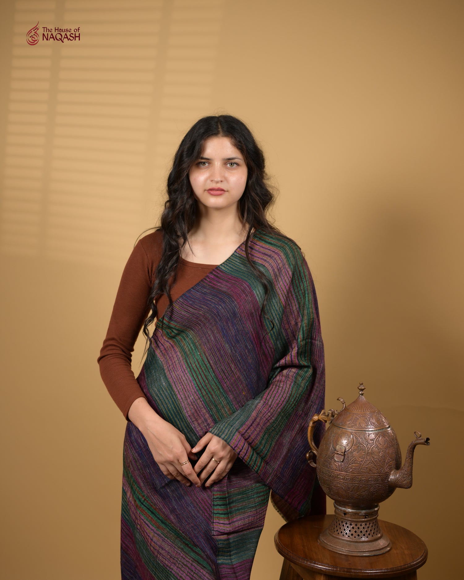 Burgundy Striped Ensemble Wrap