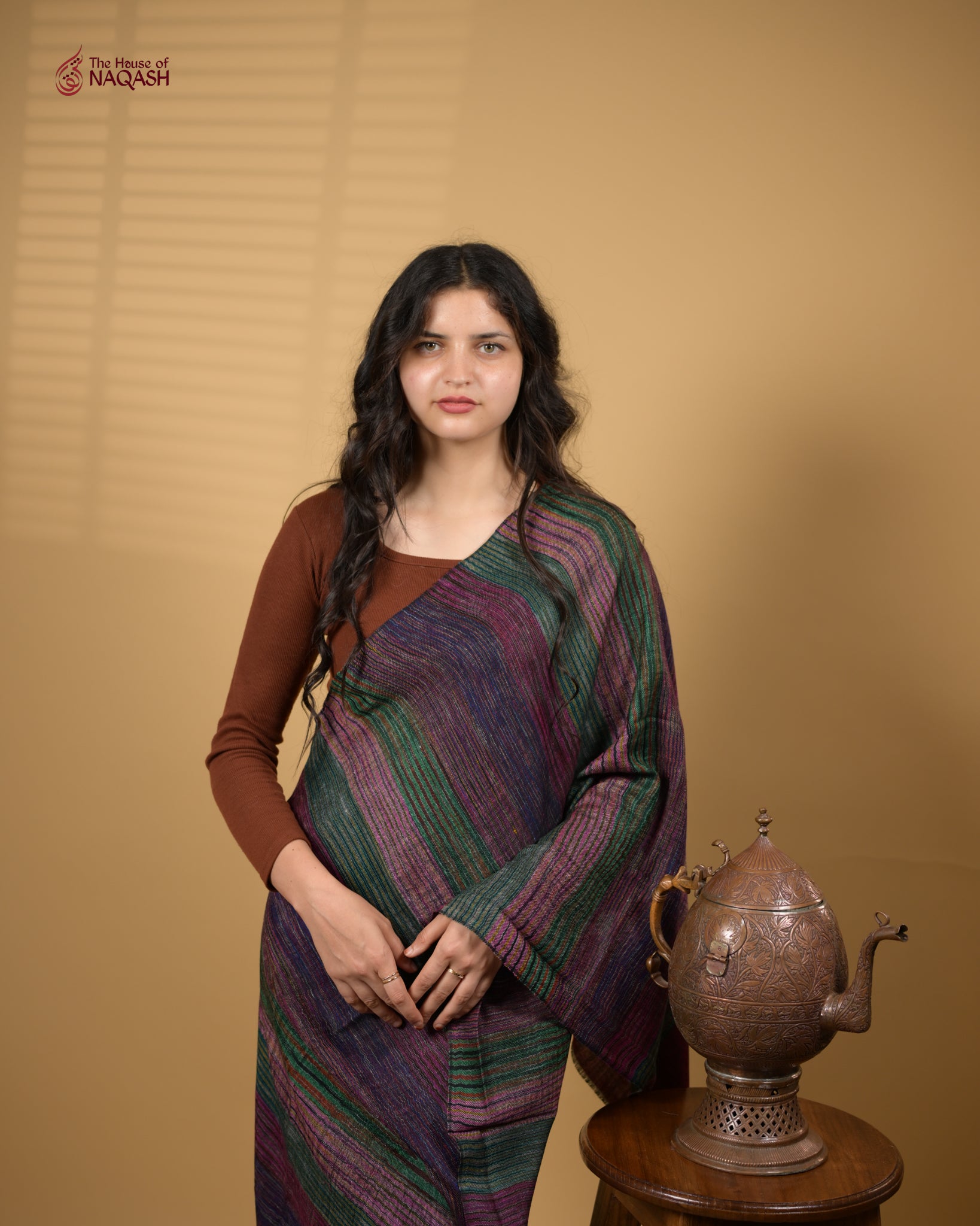 Burgundy Striped Ensemble Wrap