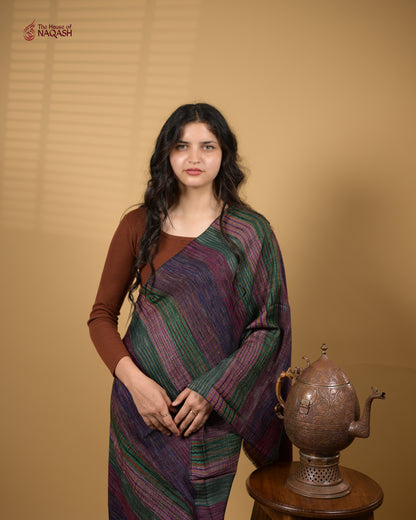 Burgundy Striped Ensemble Wrap