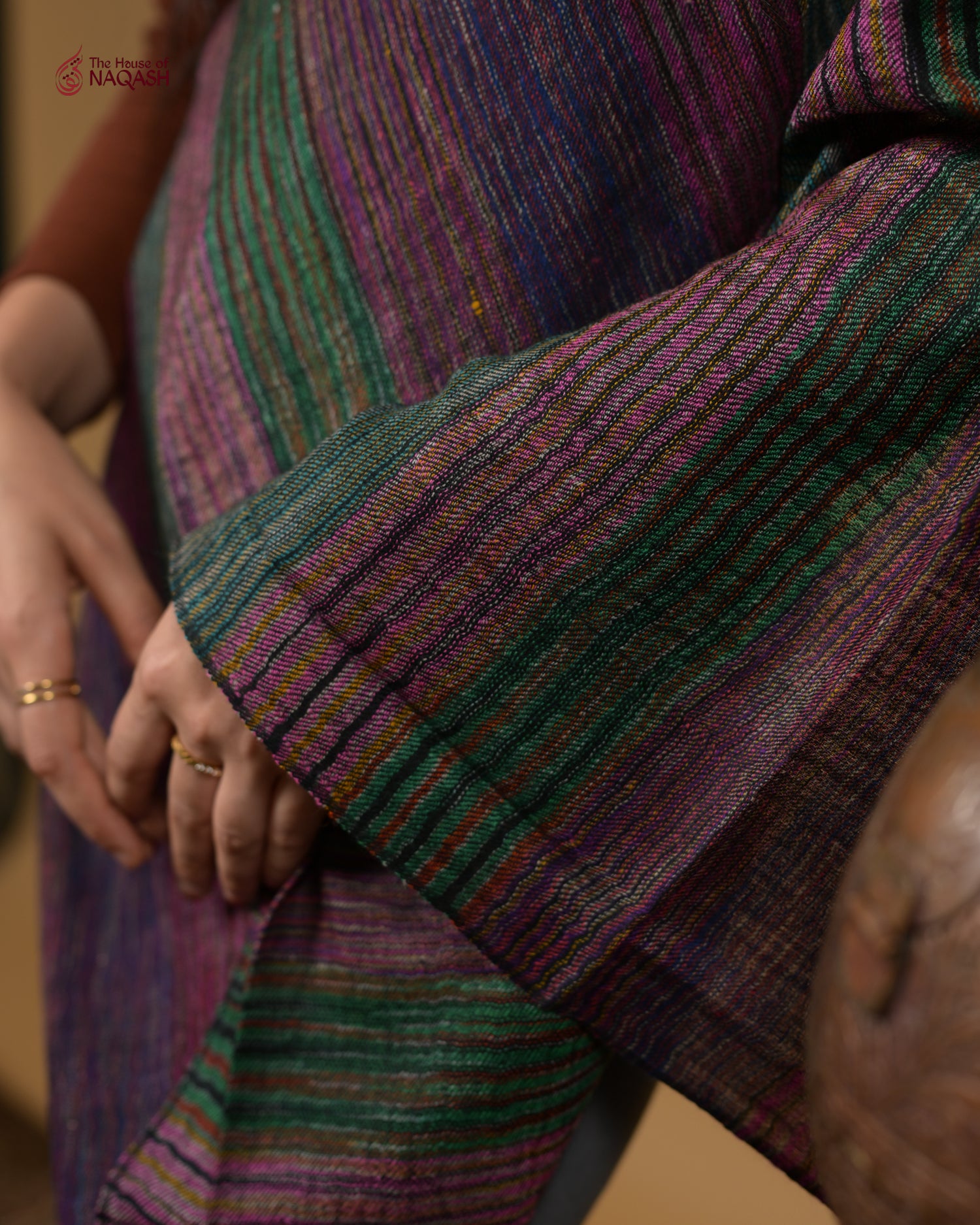 Burgundy Striped Ensemble Wrap