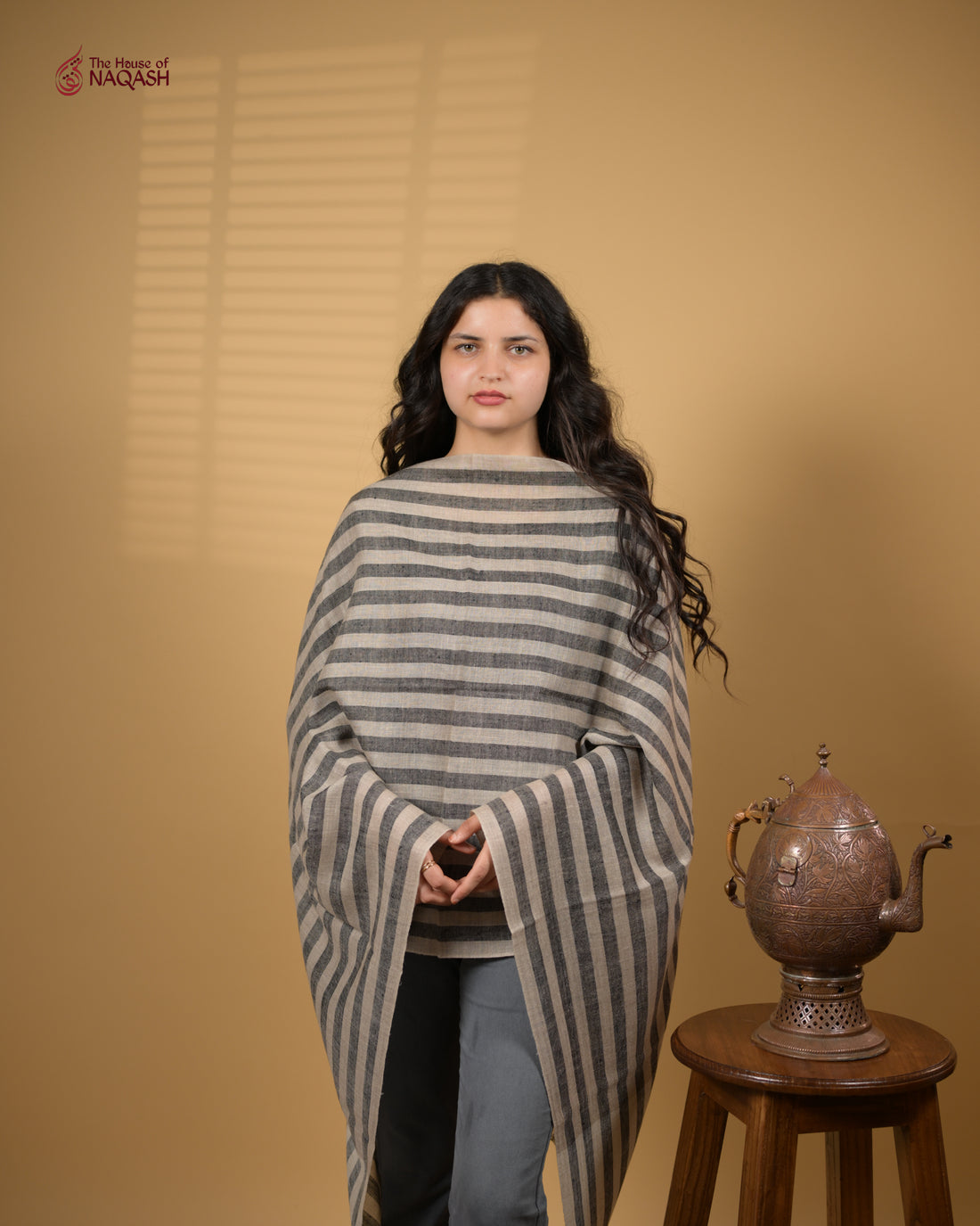 Mocha and Charcoal Striped Wrap