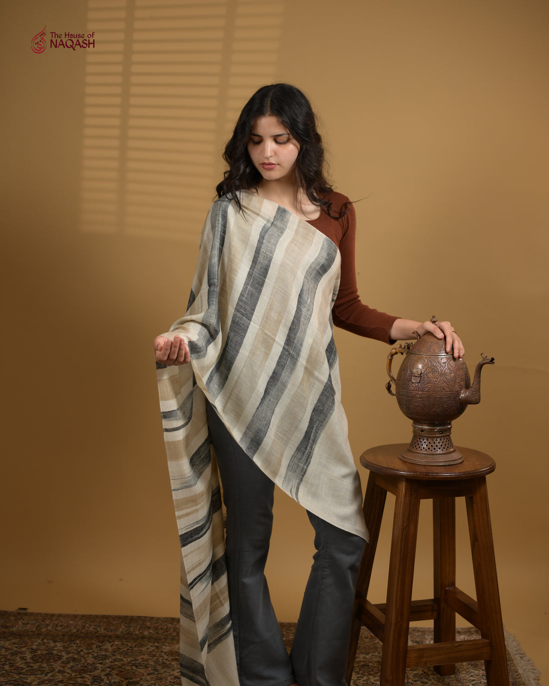 Ashen Cream and Grey Wrap