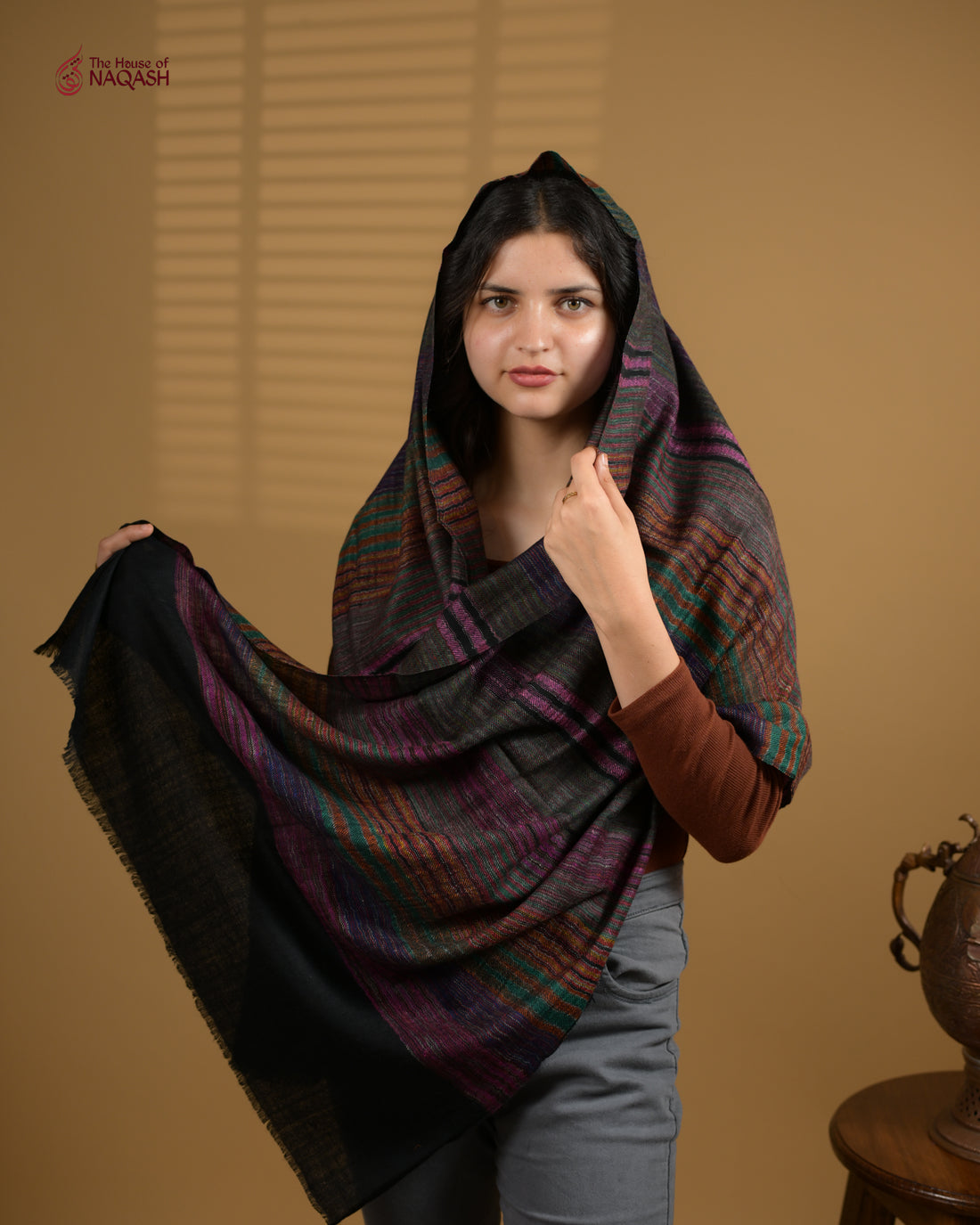 Posh Black Elegant Striped Wrap