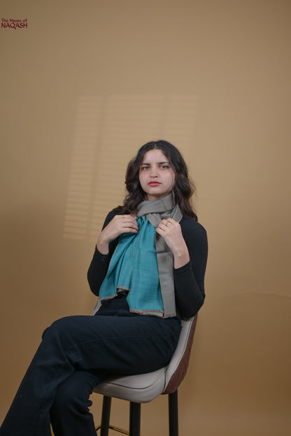 Azure Drift Reversible Woolen Scarf