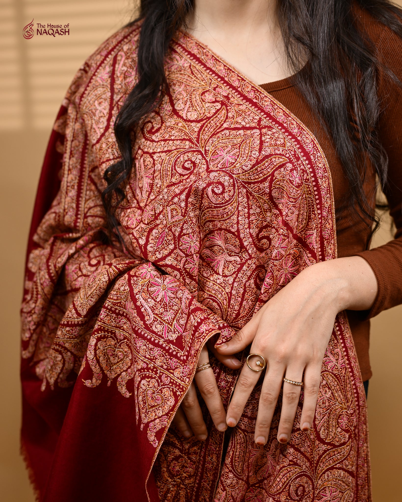 Deep Scarlet GI Pashmina Shawl