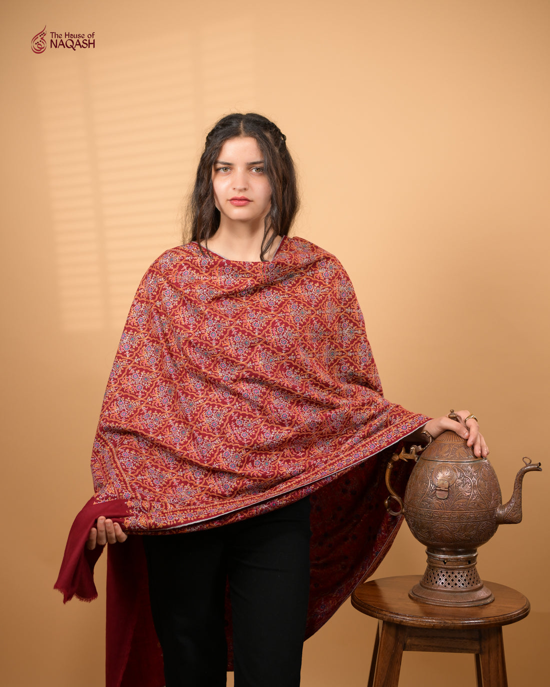 Crimson Velvet GI Pashmina Shawl