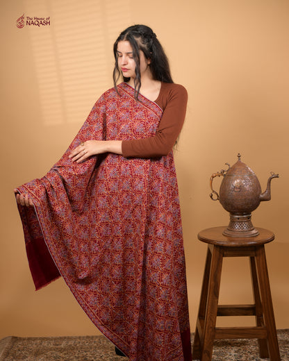 Crimson Velvet GI Pashmina Shawl