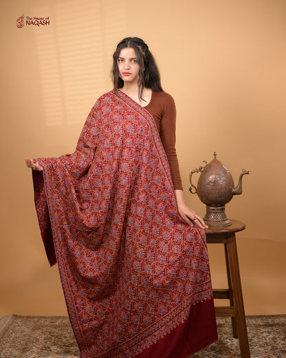 Crimson Velvet GI Pashmina Shawl