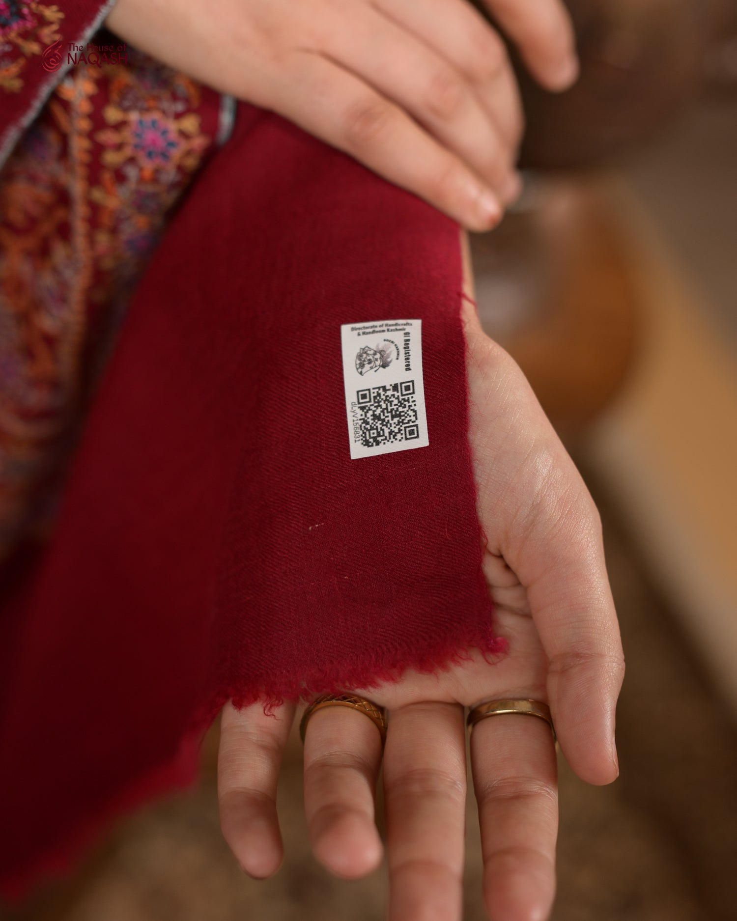 Crimson Velvet GI Pashmina Shawl