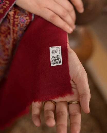 Crimson Velvet GI Pashmina Shawl