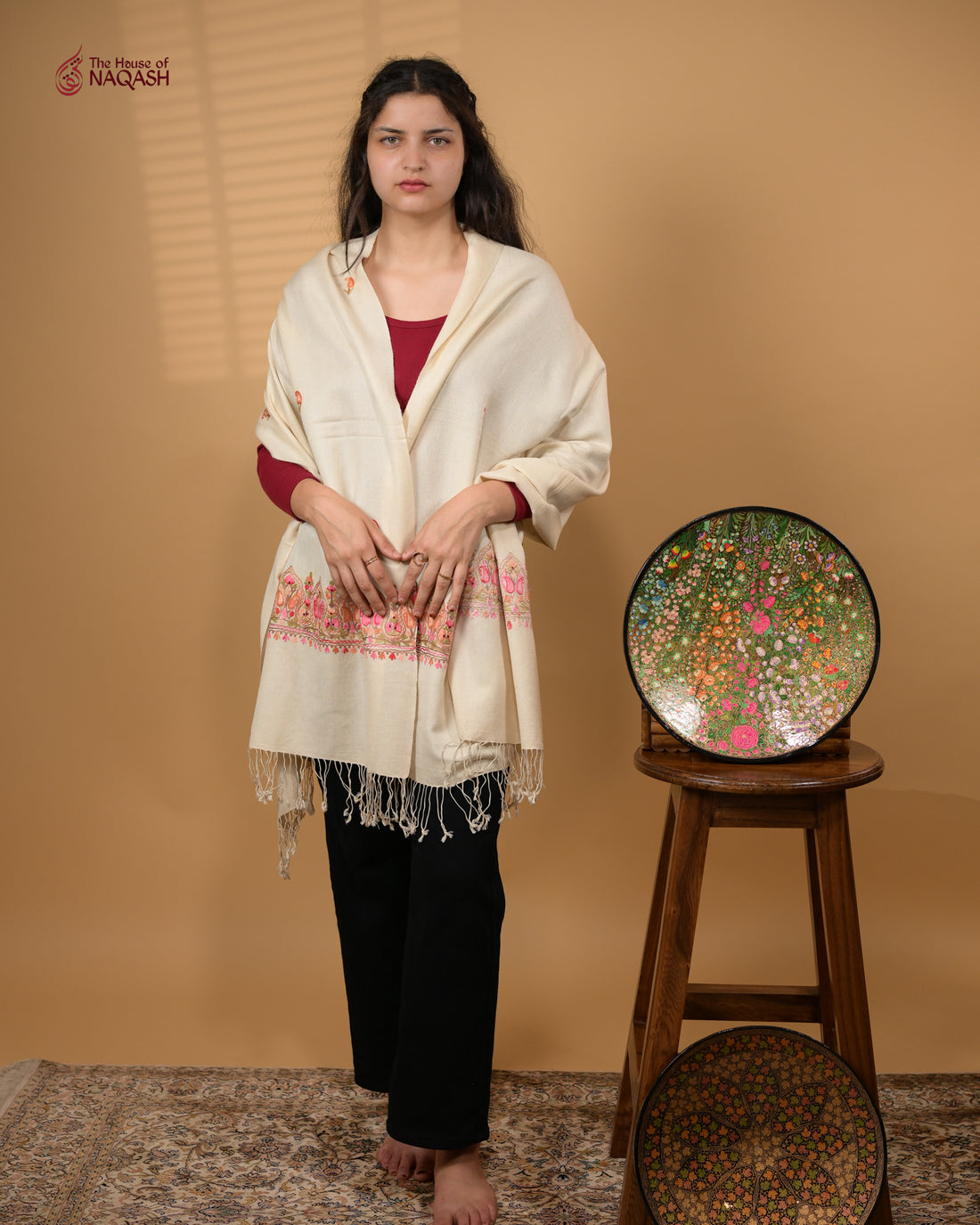 Ivory Meher Aari Stole