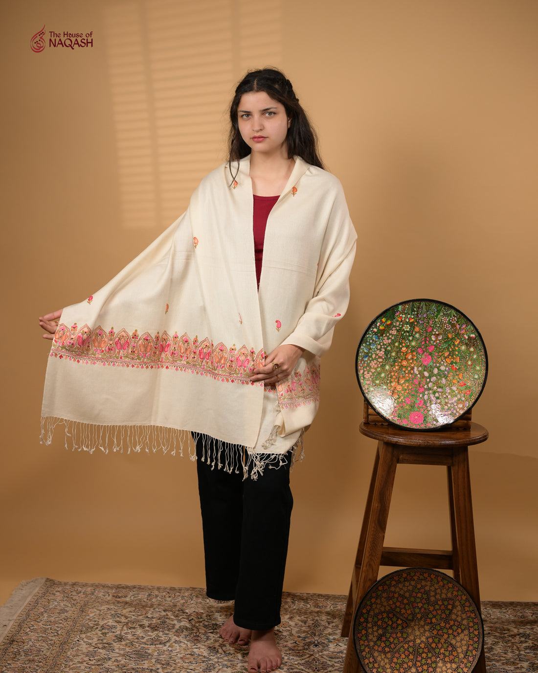 Ivory Meher Aari Stole