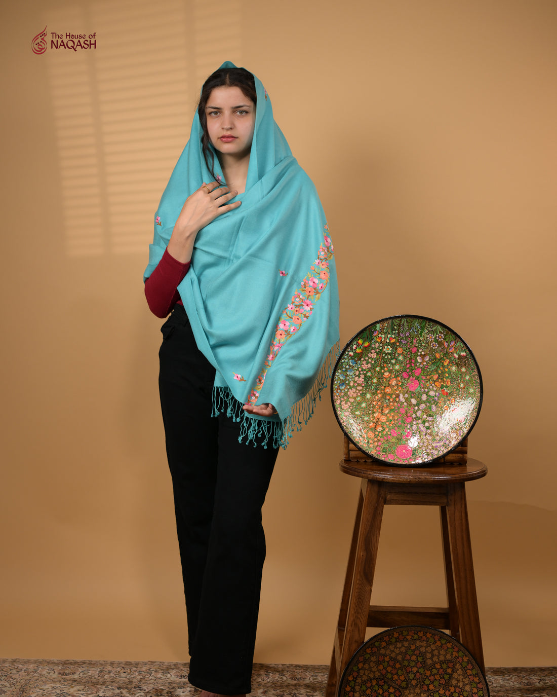 Light Blue Aakash Aari Stole