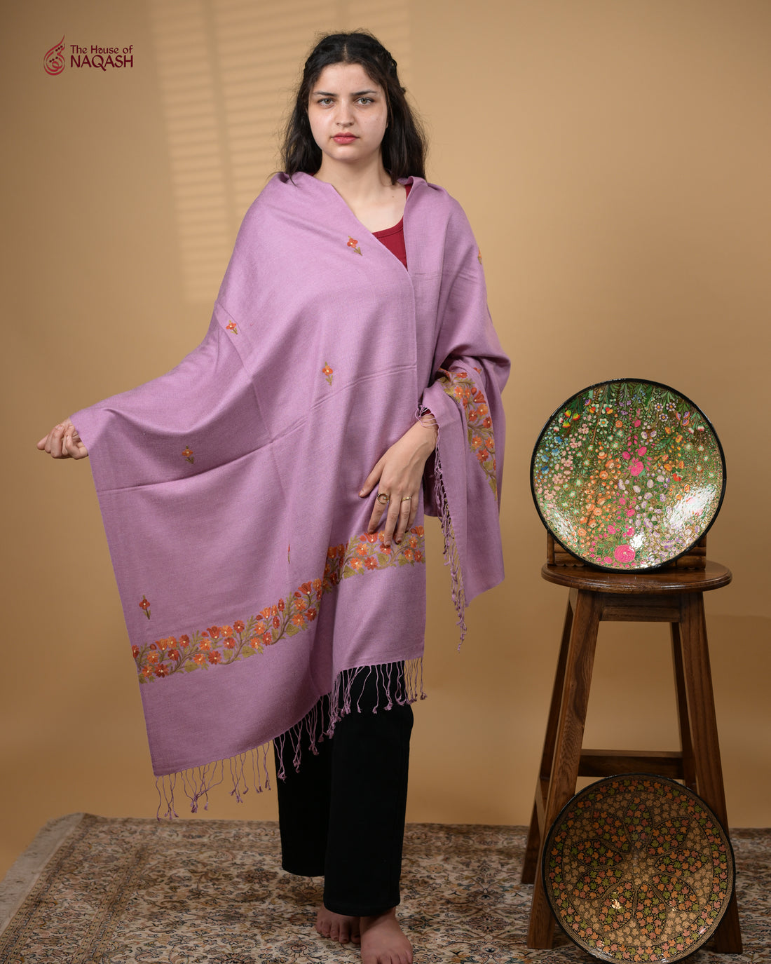 Dark Pink Anar Aari Stole
