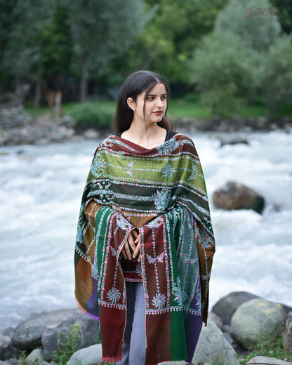 Rainbow Mesh Stripe GI Pashmina Shawl