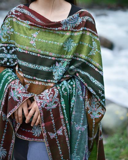 Rainbow Mesh Stripe GI Pashmina Shawl